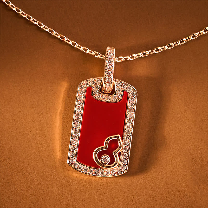 Good Fortune and Protection Gourd Hollow Design Copper Necklace Pendant