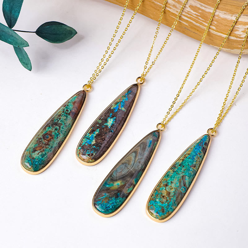 Nimara Ritual Natural Stone Sea Sediment Jasper Agate Teardrop Shape Protection Necklace Pendant