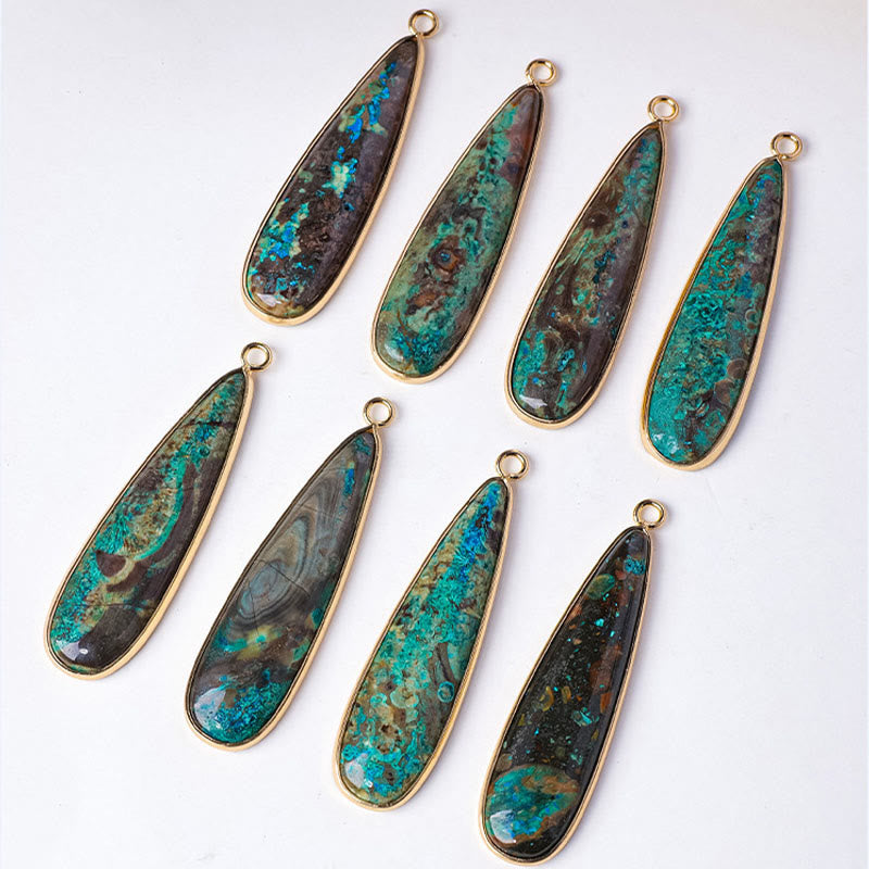 Nimara Ritual Natural Stone Sea Sediment Jasper Agate Teardrop Shape Protection Necklace Pendant