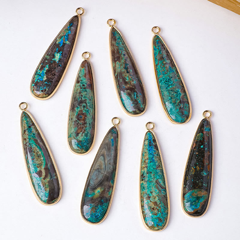 Nimara Ritual Natural Stone Sea Sediment Jasper Agate Teardrop Shape Protection Necklace Pendant