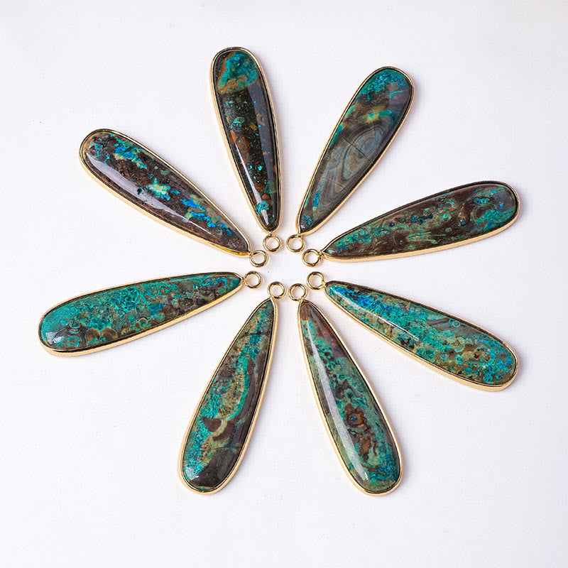 Nimara Ritual Natural Stone Sea Sediment Jasper Agate Teardrop Shape Protection Necklace Pendant