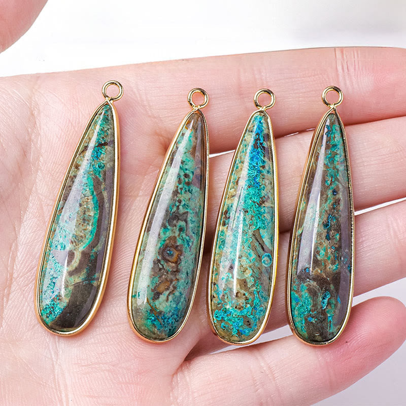 Nimara Ritual Natural Stone Sea Sediment Jasper Agate Teardrop Shape Protection Necklace Pendant
