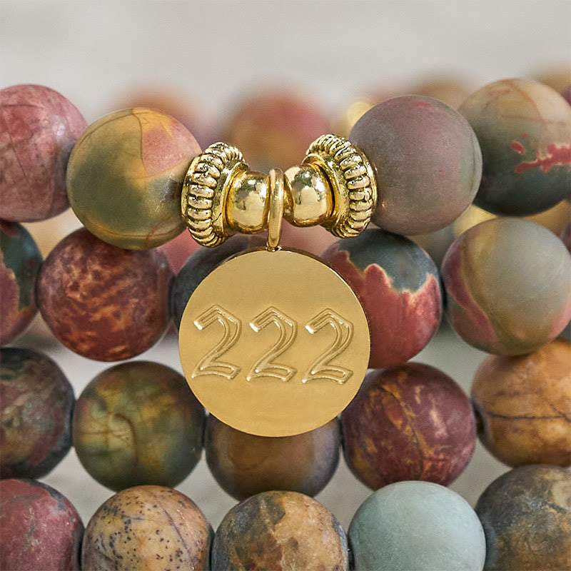 Nimara Ritual 222 Angel Number 108 Mala Beads Picasso Jasper Stone Energy Mala