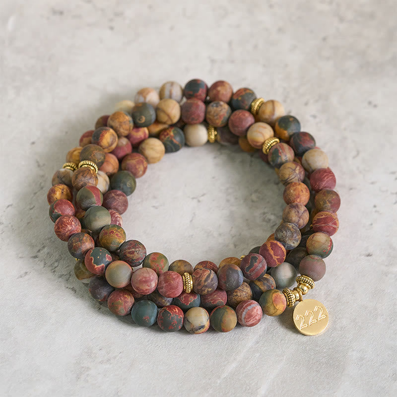Nimara Ritual 222 Angel Number 108 Mala Beads Picasso Jasper Stone Energy Mala