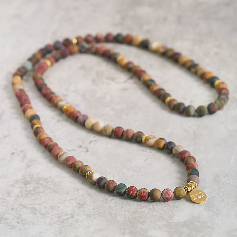 Nimara Ritual 222 Angel Number 108 Mala Beads Picasso Jasper Stone Energy Mala