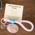 Nimara Ritual Wishing Guidance and Strength 333 Angel Number Natural Rose Quartz Key Chain Hanging Decoration Includes Gift Message Card
