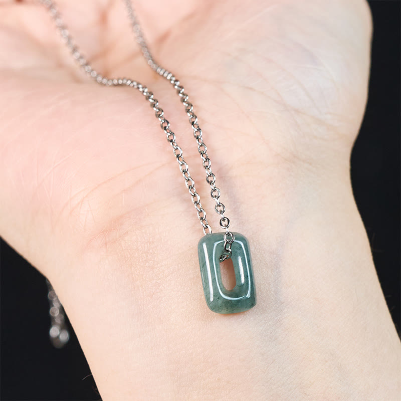 Nimara Ritual Mini Square Green Jade Abundance Necklace Pendant