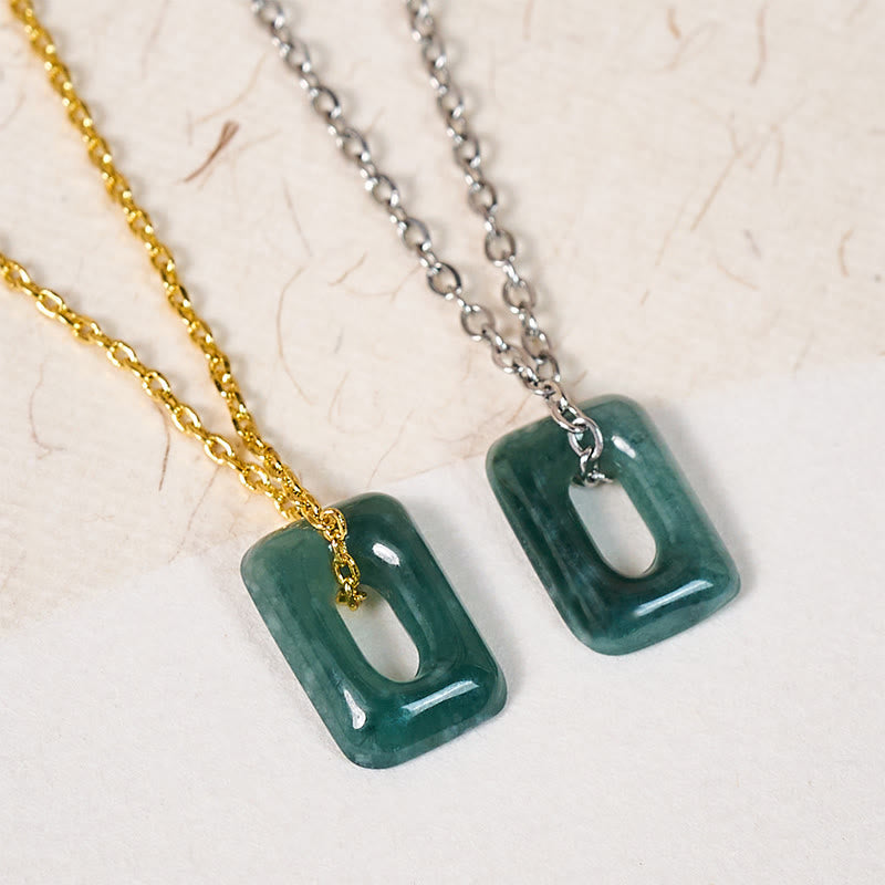 Nimara Ritual Mini Square Green Jade Abundance Necklace Pendant