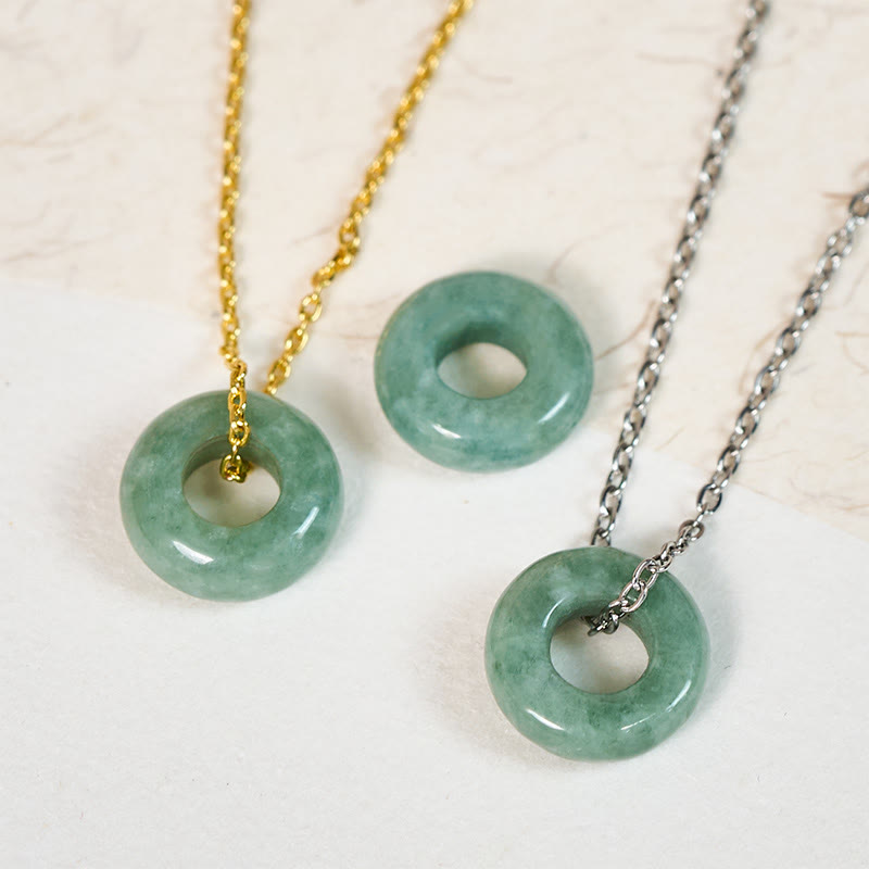 Nimara Ritual Green Jade Peace Buckle Abacus Luck Necklace Pendant