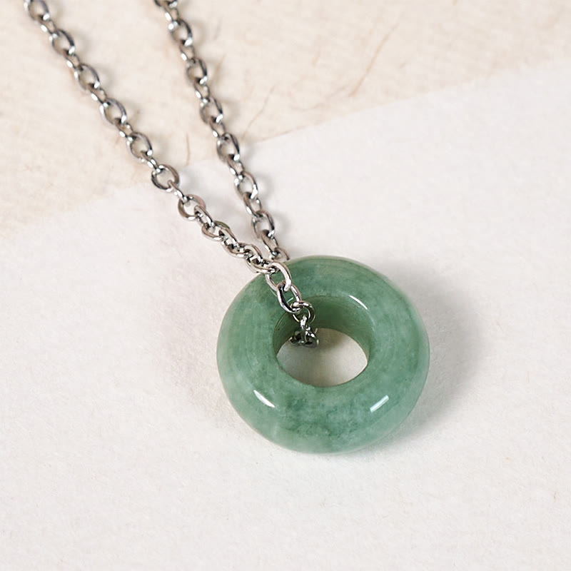 Nimara Ritual Green Jade Peace Buckle Abacus Luck Necklace Pendant