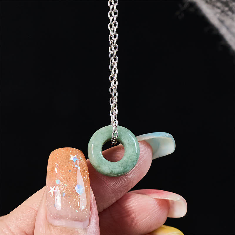 Nimara Ritual Green Jade Peace Buckle Abacus Luck Necklace Pendant