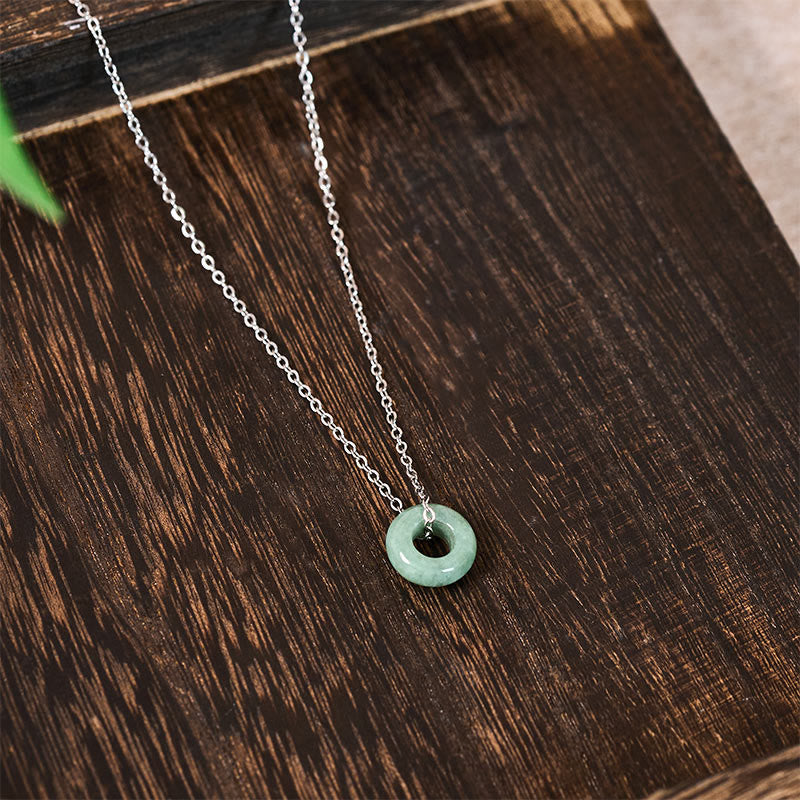 Nimara Ritual Green Jade Peace Buckle Abacus Luck Necklace Pendant