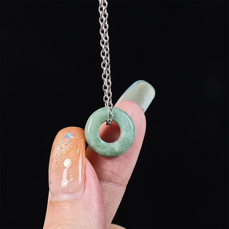 Nimara Ritual Green Jade Peace Buckle Abacus Luck Necklace Pendant