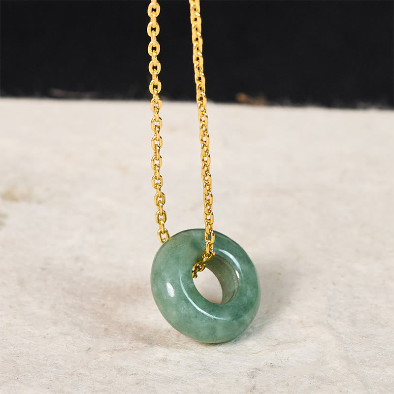 Nimara Ritual Green Jade Peace Buckle Abacus Luck Necklace Pendant