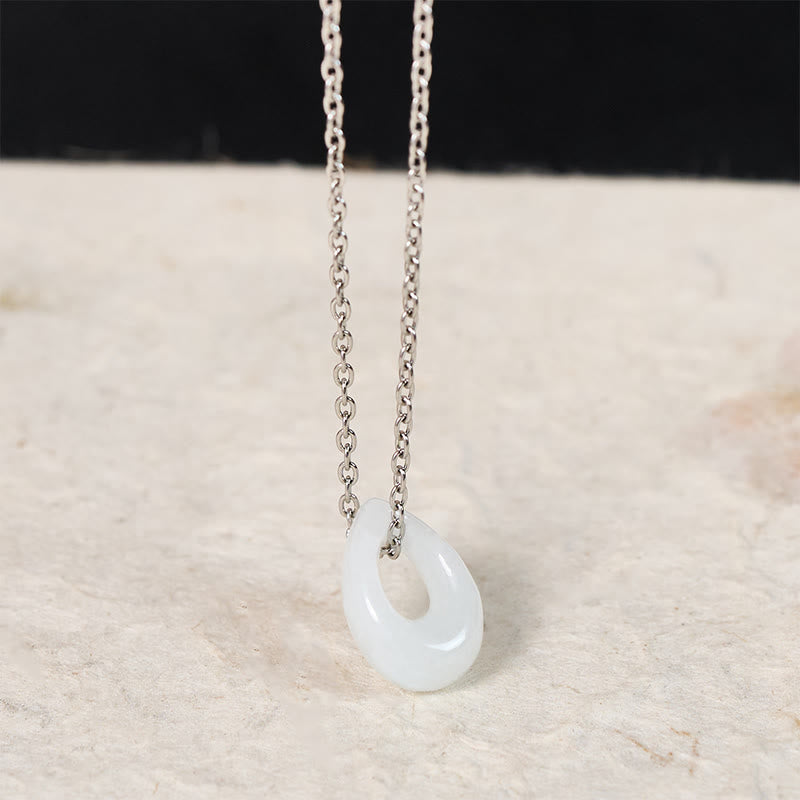 Nimara Ritual Water Droplet White Jade Luck Necklace Pendant