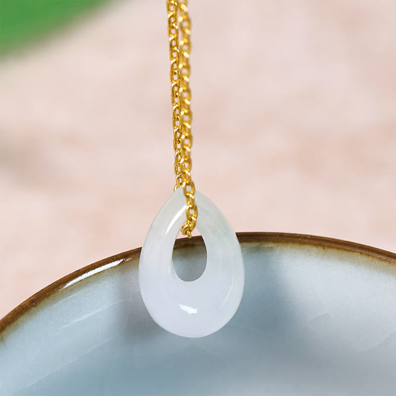 Nimara Ritual Water Droplet White Jade Luck Necklace Pendant