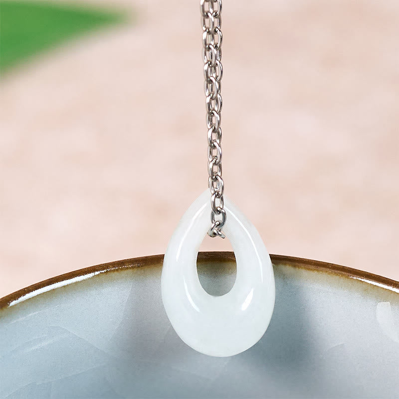 Nimara Ritual Water Droplet White Jade Luck Necklace Pendant