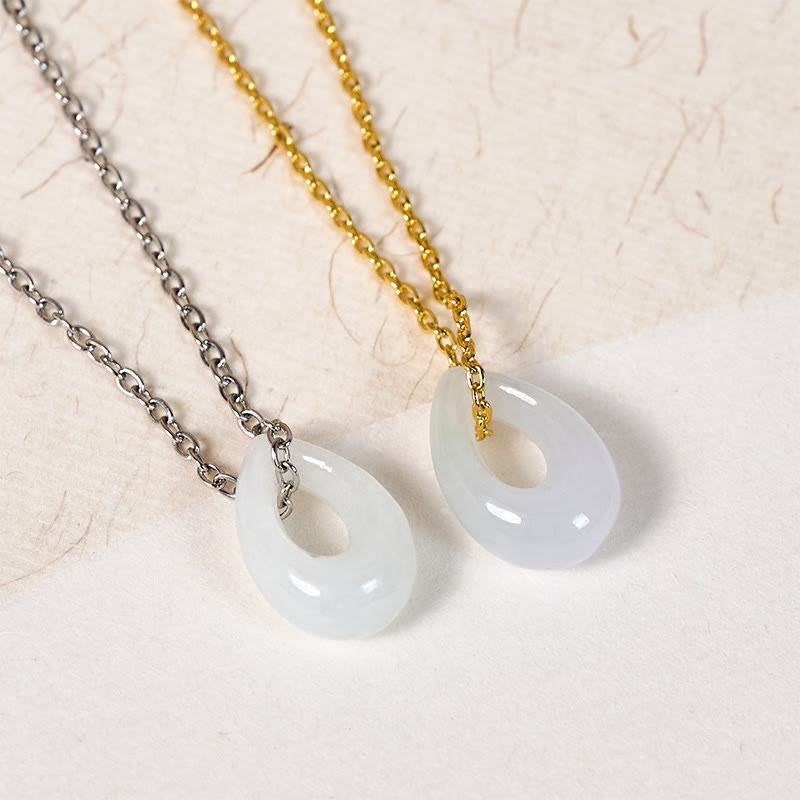 Nimara Ritual Water Droplet White Jade Luck Necklace Pendant