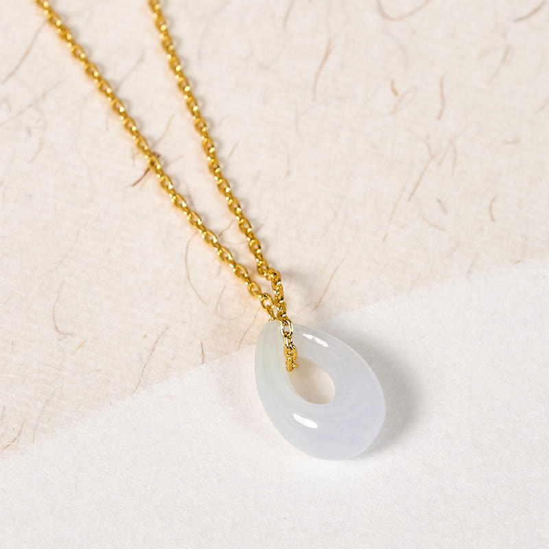 Nimara Ritual Water Droplet White Jade Luck Necklace Pendant