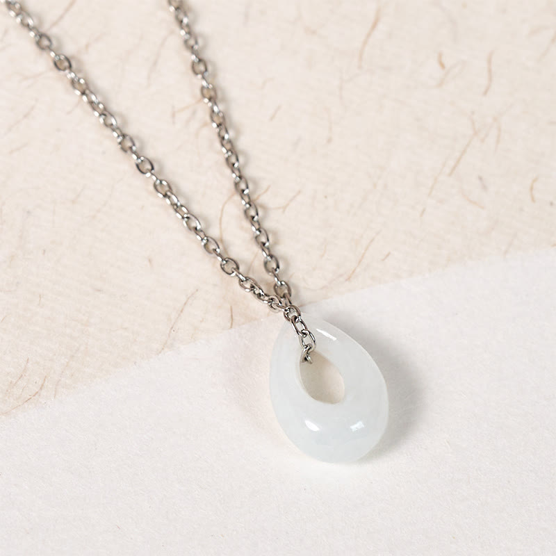 Nimara Ritual Water Droplet White Jade Luck Necklace Pendant