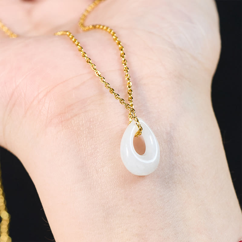 Nimara Ritual Water Droplet White Jade Luck Necklace Pendant