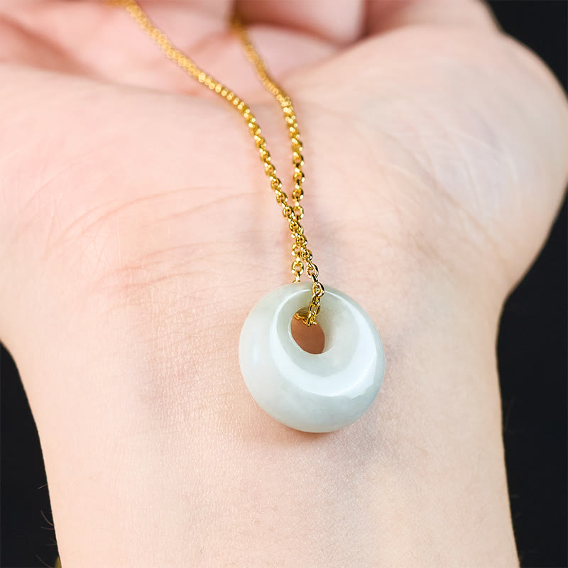 Nimara Ritual Round Buckle Jade Luck Necklace Pendant