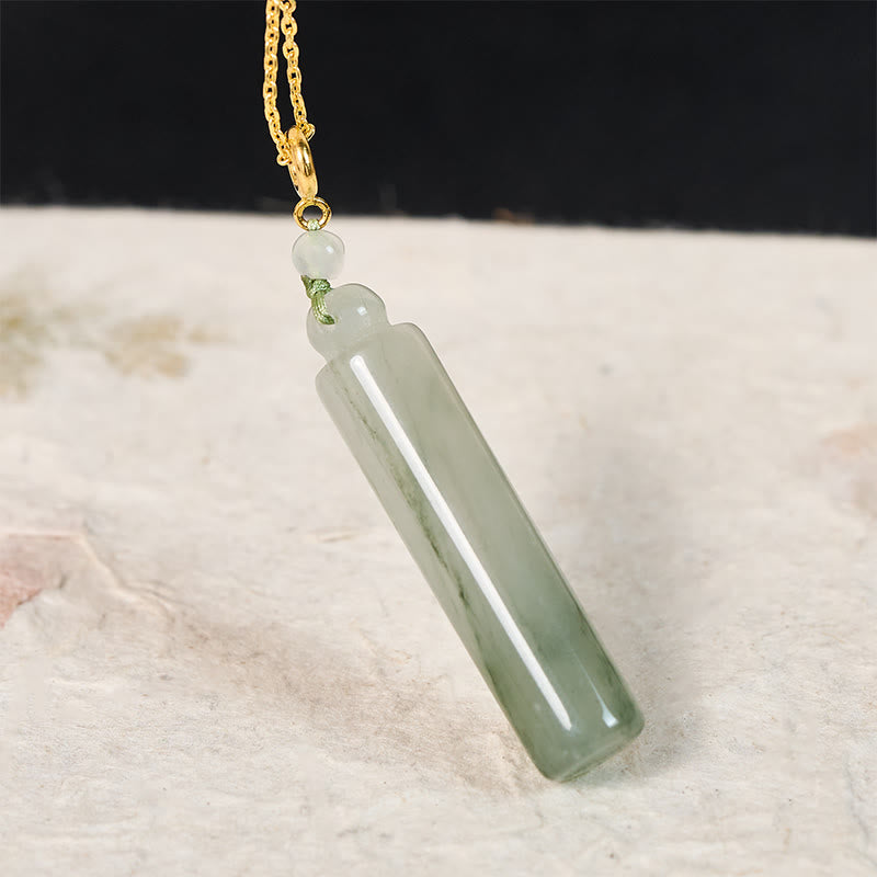 Nimara Ritual Cylinder Pattern Jade Luck Necklace Pendant