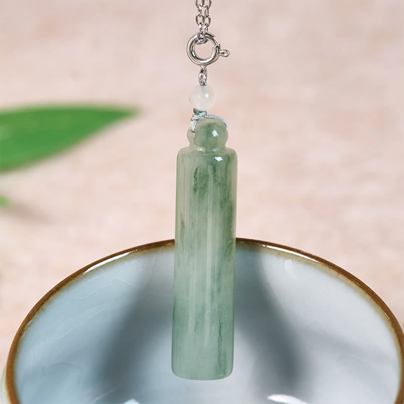 Nimara Ritual Cylinder Pattern Jade Luck Necklace Pendant