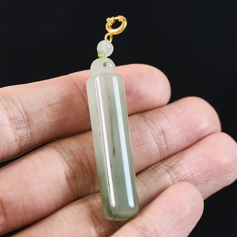 Nimara Ritual Cylinder Pattern Jade Luck Necklace Pendant