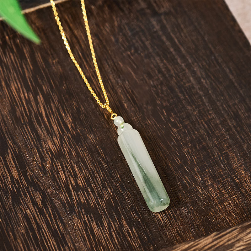 Nimara Ritual Cylinder Pattern Jade Luck Necklace Pendant