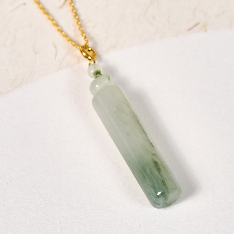 Nimara Ritual Cylinder Pattern Jade Luck Necklace Pendant