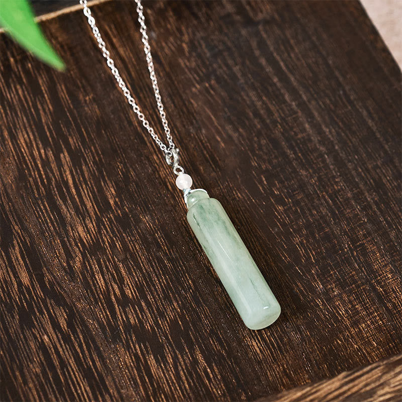 Nimara Ritual Cylinder Pattern Jade Luck Necklace Pendant
