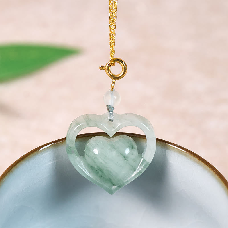 Nimara Ritual Hollow Love Heart Jade Abundance Necklace Pendant
