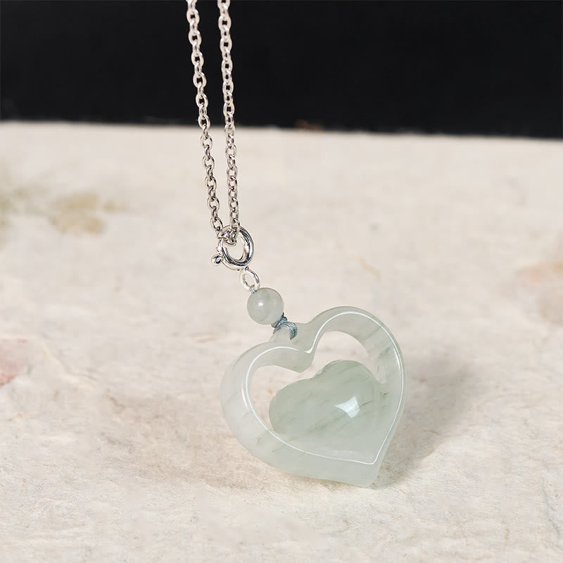 Nimara Ritual Hollow Love Heart Jade Abundance Necklace Pendant