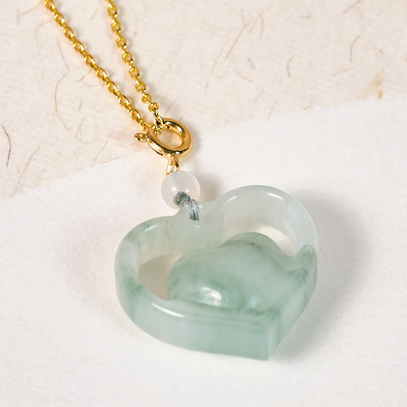 Nimara Ritual Hollow Love Heart Jade Abundance Necklace Pendant