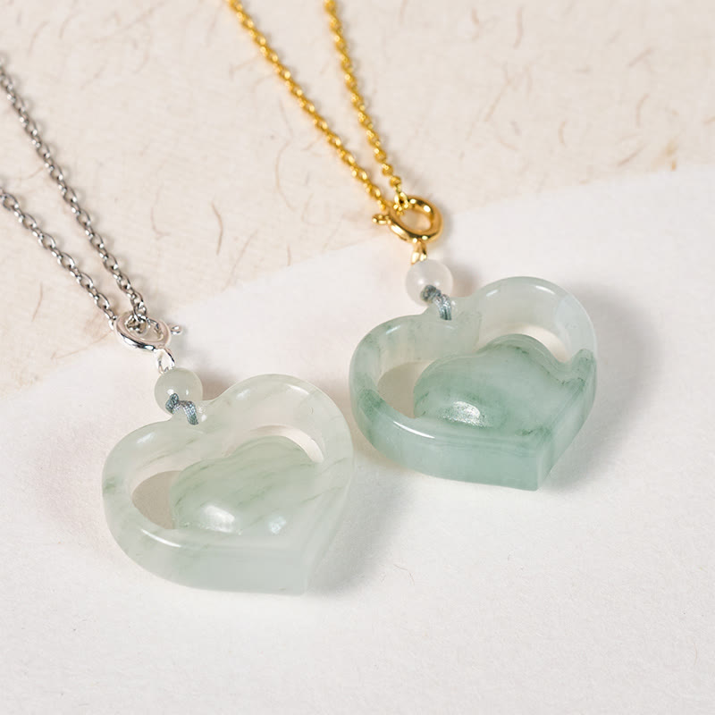 Nimara Ritual Hollow Love Heart Jade Abundance Necklace Pendant