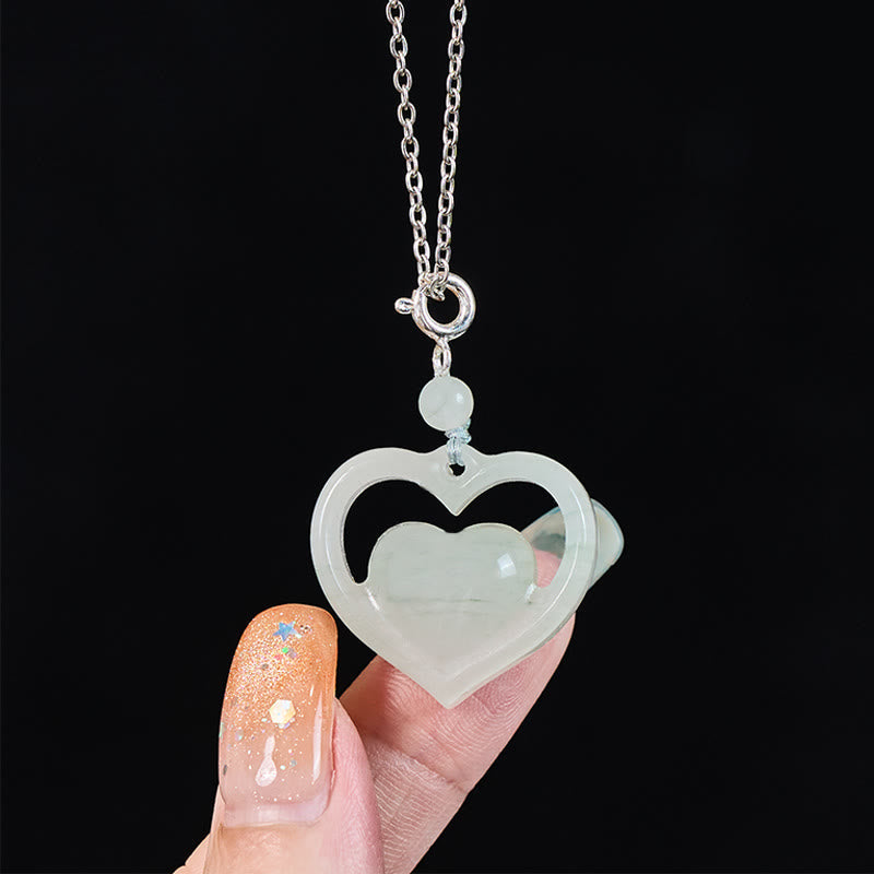 Nimara Ritual Hollow Love Heart Jade Abundance Necklace Pendant
