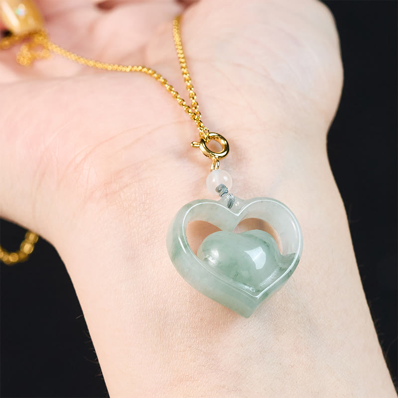Nimara Ritual Hollow Love Heart Jade Abundance Necklace Pendant