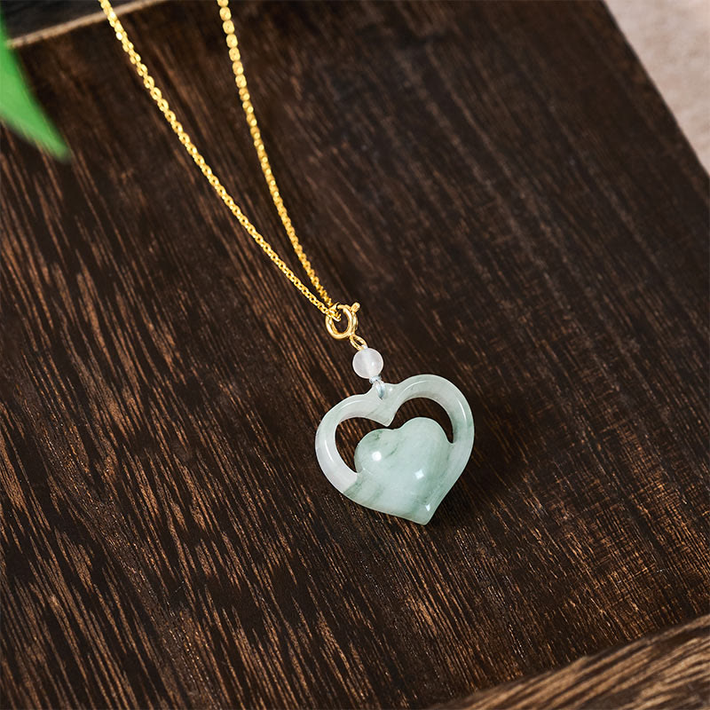 Nimara Ritual Hollow Love Heart Jade Abundance Necklace Pendant