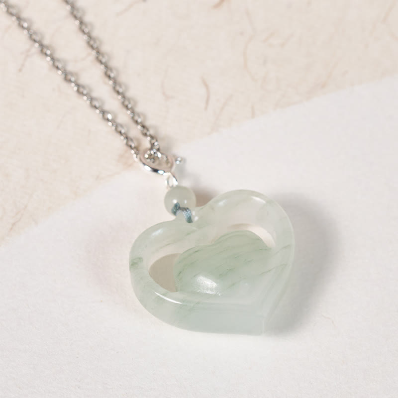 Nimara Ritual Hollow Love Heart Jade Abundance Necklace Pendant