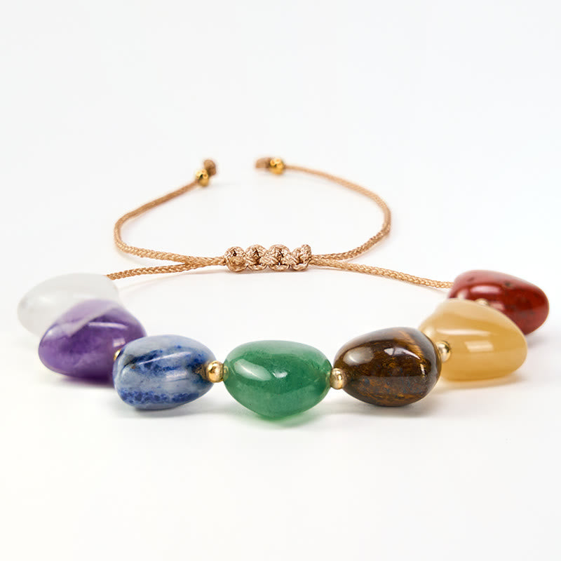 Nimara Ritual Love Heart Red Agate Amethyst Green Aventurine Colorful Crystal Confidence Braided Bracelet