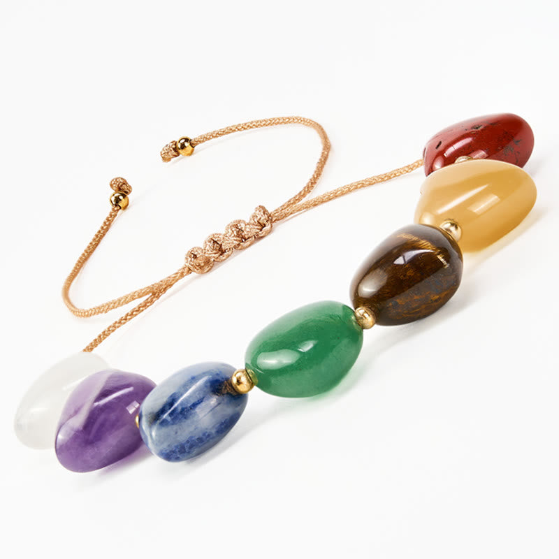 Nimara Ritual Love Heart Red Agate Amethyst Green Aventurine Colorful Crystal Confidence Braided Bracelet