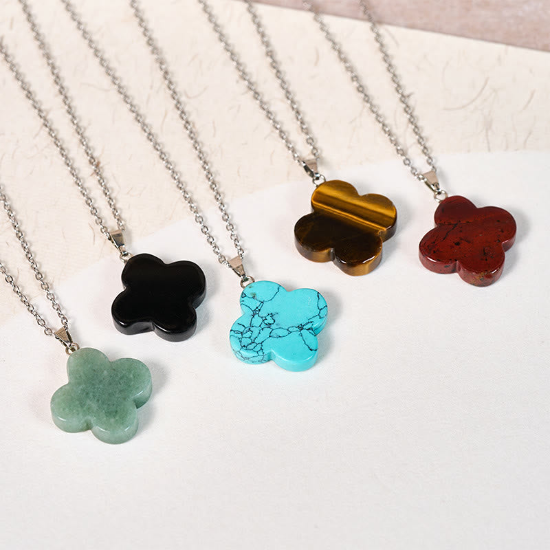 Nimara Ritual Various Crystal Green Aventurine Black Obsidian Tiger Eye Plum Blossom Luck Necklace Pendant
