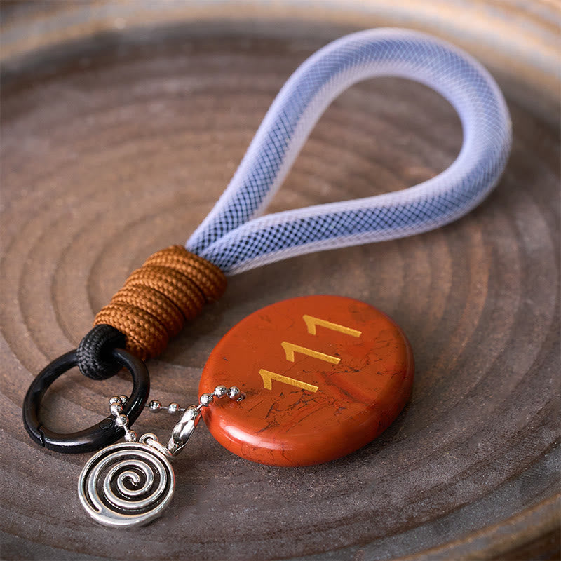 Nimara Ritual "Embrace New Beginnings" 111 Angel Number Natural Red Jasper Key Chain Hanging Decoration Includes Gift Message Card