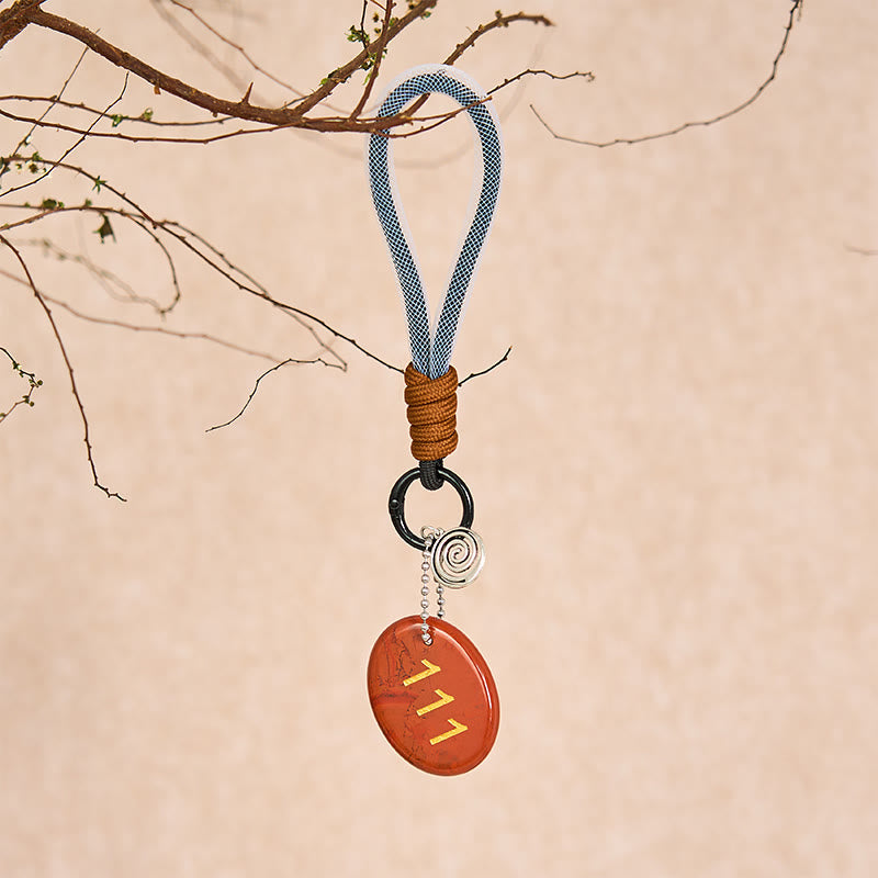 Nimara Ritual "Embrace New Beginnings" 111 Angel Number Natural Red Jasper Key Chain Hanging Decoration Includes Gift Message Card