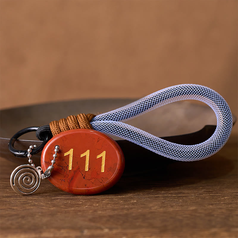 Nimara Ritual "Embrace New Beginnings" 111 Angel Number Natural Red Jasper Key Chain Hanging Decoration Includes Gift Message Card