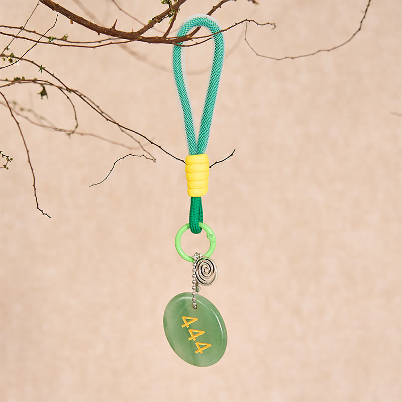 Nimara Ritual "Wishing Protection and Stability" 444 Angel Number Natural Green Aventurine Key Chain Hanging Decoration Includes Gift Message Card
