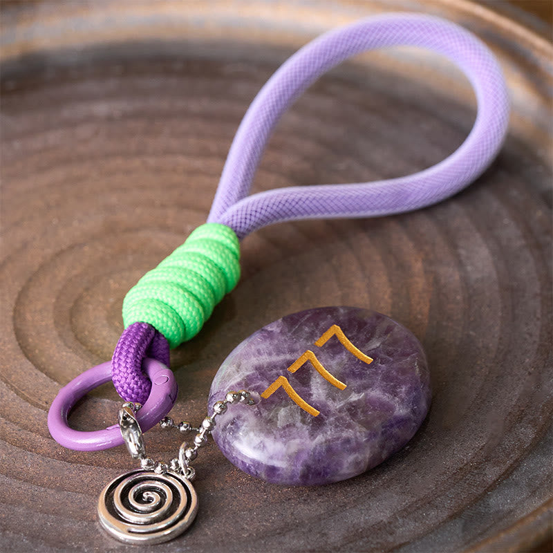 Nimara Ritual "Step Into Luck and Wisdom" 777 Angel Number Natural Amethyst Key Chain Hanging Decoration Includes Gift Message Card
