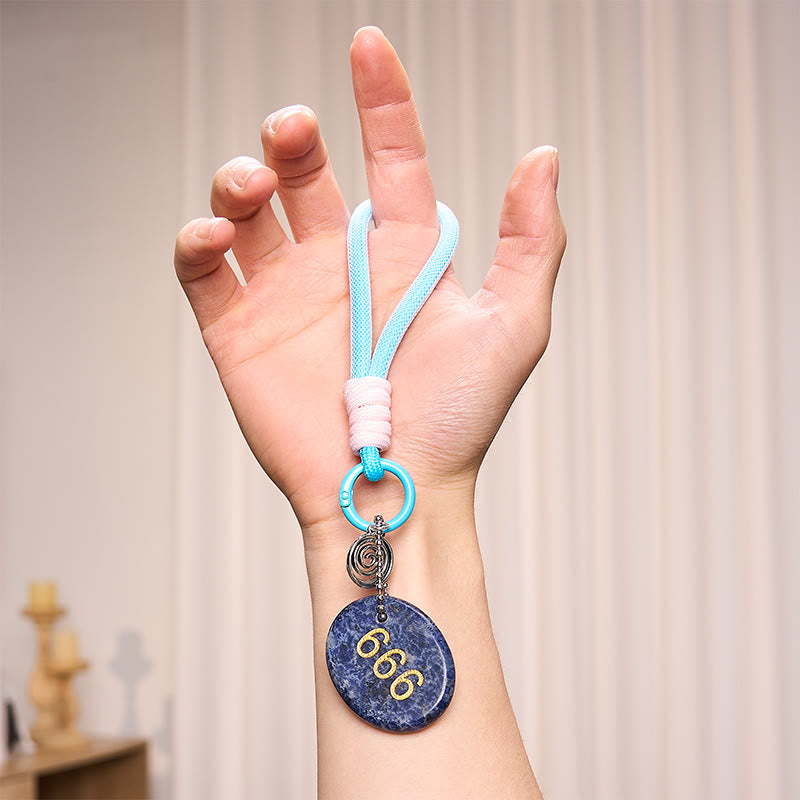 Nimara Ritual "Wishing Balance and Inner Peace" 666 Angel Number Natural Sodalite Key Chain Hanging Decoration Includes Gift Message Card