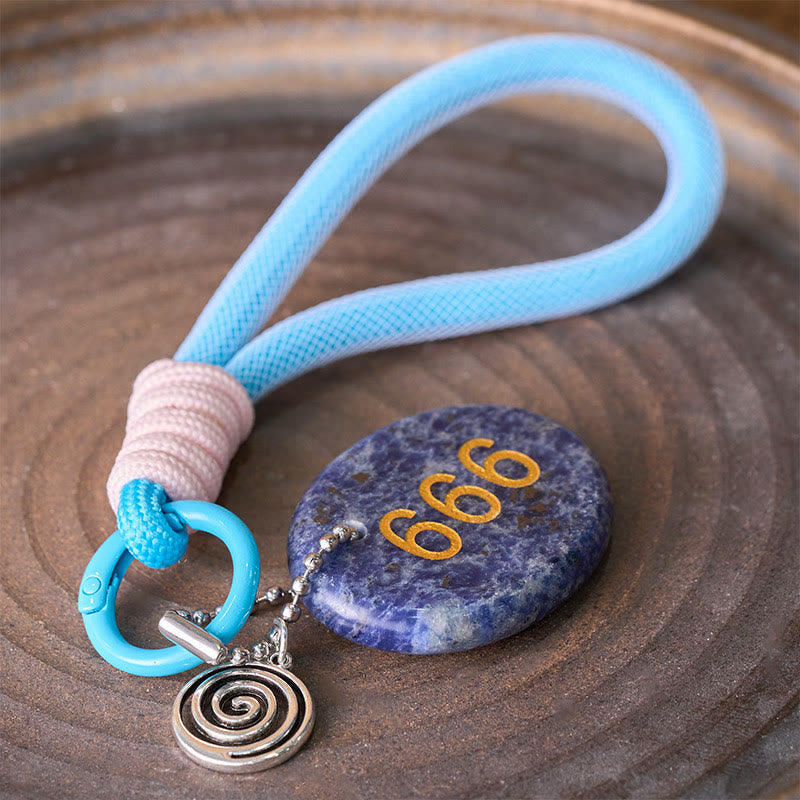 Nimara Ritual "Wishing Balance and Inner Peace" 666 Angel Number Natural Sodalite Key Chain Hanging Decoration Includes Gift Message Card